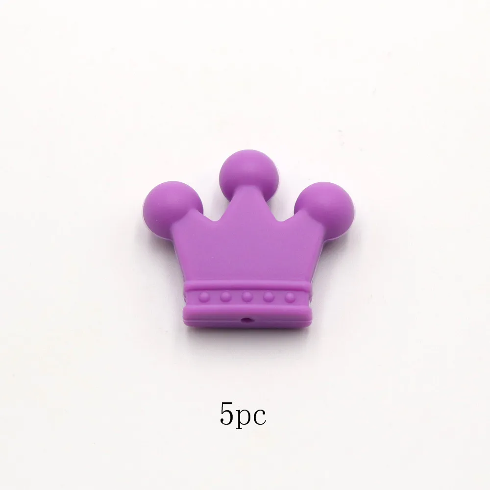 TYRY. HU 5 шт. Силиконовые Прорезыватели для зубов бусины-Короны детские Прорезыватели для зубов пищевого класса Diy Silicona Denticion Collares сенсорные игрушки 35*30 мм - Цвет: medium purple
