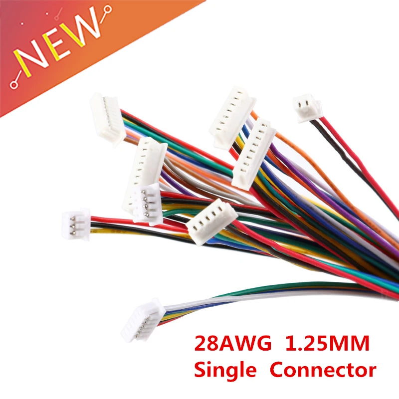 5 шт. 28AWG Кабельный соединитель XH 1 25 JST одиночные электронные разъемы для проводов