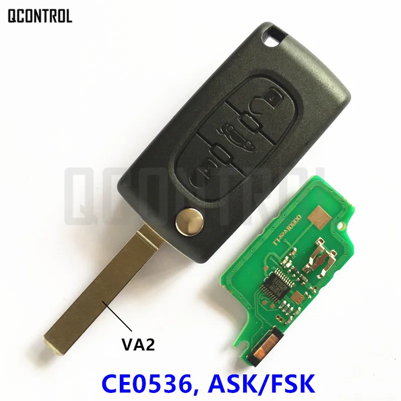 

QCONTROL Car Remote Key Work for PEUGEOT 207 208 307 308 408 Partner Vehicle Control Alarm (CE0536 ASK/FSK, 3 Buttons VA2)