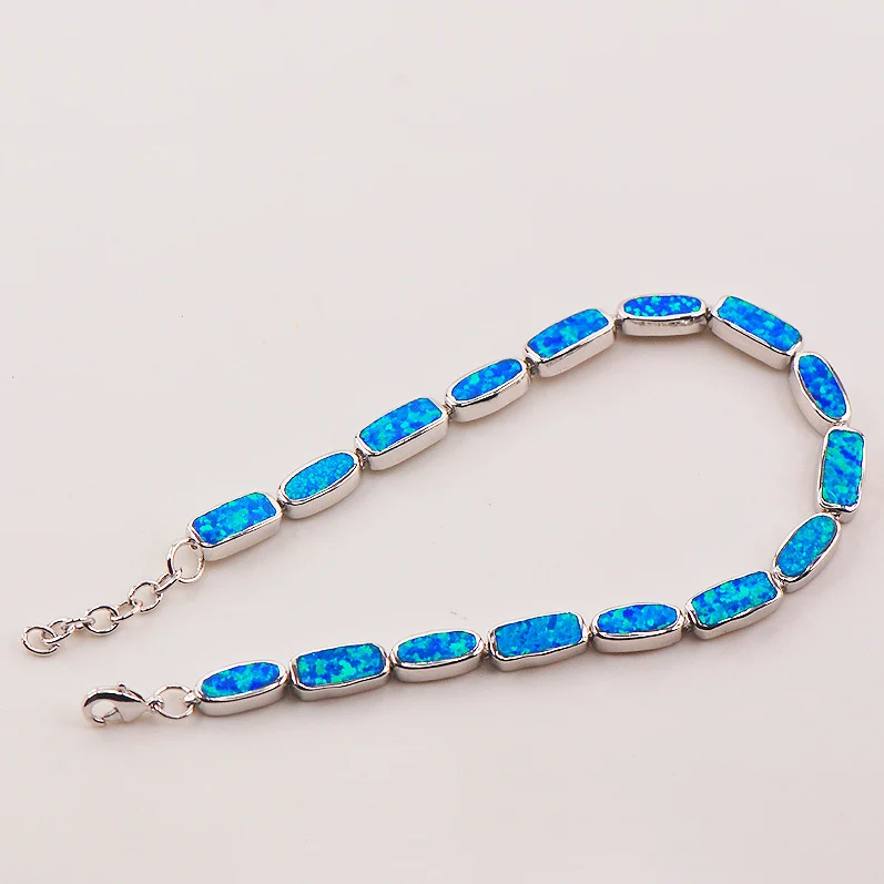 

Free Shipping Blue Fire Opal 925 Sterling Silver Bracelet 7.5"+0.5" P91