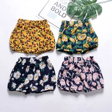 Крутая одежда для малышей для девочек, повседневные шорты для мальчиков с эластичной резинкой цветка, Цветочный принт пляжные трусики/штаны на подгузник комплект От 1 до 6 лет Лето Фирменная Новинка