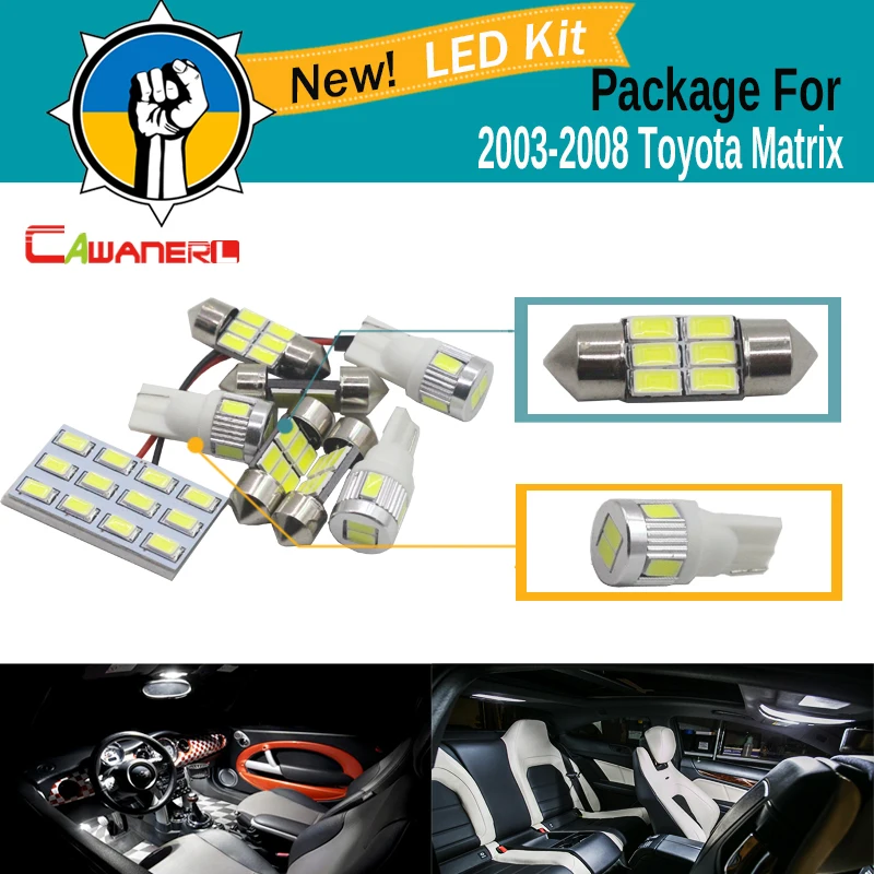 

Cawanerl Car Interior Dome Map Cargo License Plate Light LED Bulb White 5630 SMD LED Kit Package For 2003-2008 Toyota Matrix