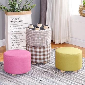 

Small stool fashion home solid wood sofa creative shoe bench living room fabric stool
