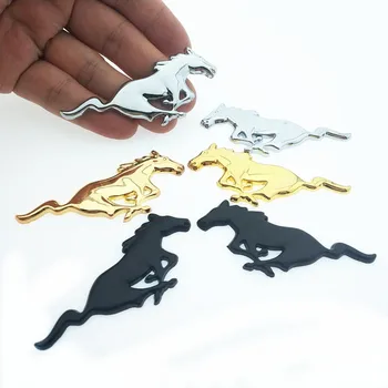 CDIY 2PCS/lot 3D Chrome Metal Running Horse Emblem Badge For Ford Mustang Shelby GT Rear Trunk Decor Sticker Car Styling qhcp car styling abs letter sticker rear trunk decklid badge emblem stickers decoration fit for ford mustang 2015 2016 2017 2018