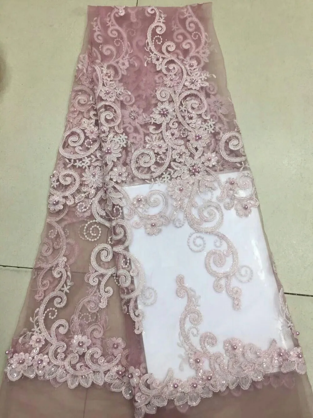 Gorgeous tulle Nigerian French lace fabric beaded 2018 African high quality wedding dress | Дом и сад