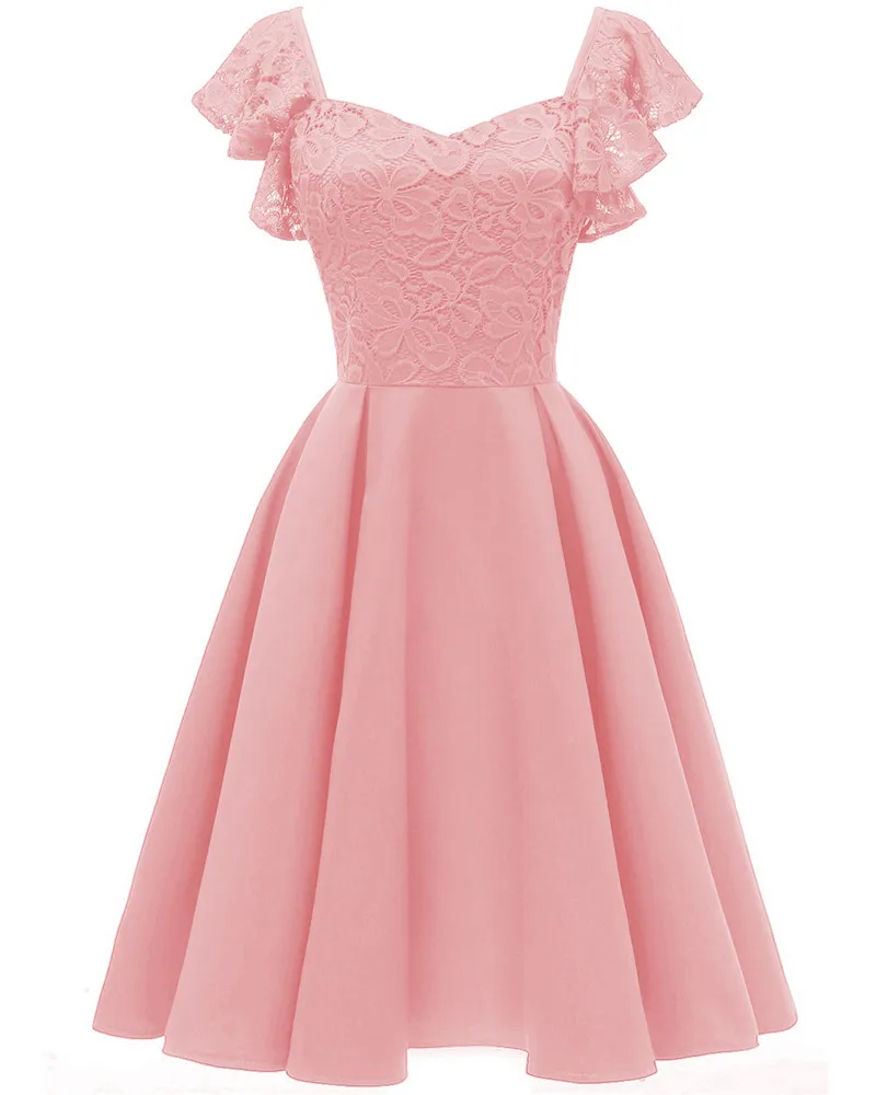 LSYCDS, элегантное, с оборками, с рукавом, с цветочным рисунком, голубое, кружевное, женское платье, сексуальное, с открытой спиной, повседневное, праздничное платье, а-силуэт, большое, свободное платье, Robe Femme Ete - Цвет: pink