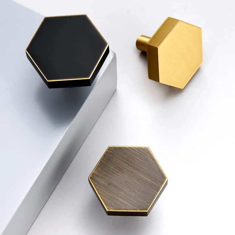 Antique Bronze Hexagon Knobs Solid Cabinet Handle Dresser Drawer Pulls Gold Kitchen for | Обустройство дома