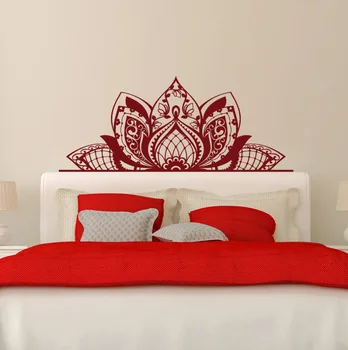

Half Mandala Flower Headboard Wall Decal Bohemian Style Lotus Art Mural Removable Home Vinyl Wall Stickers Master Bedroom SYY398