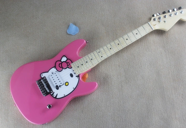Pink Hello Kitty Children Electric Guitar with 1H Pickups,Maple Neck