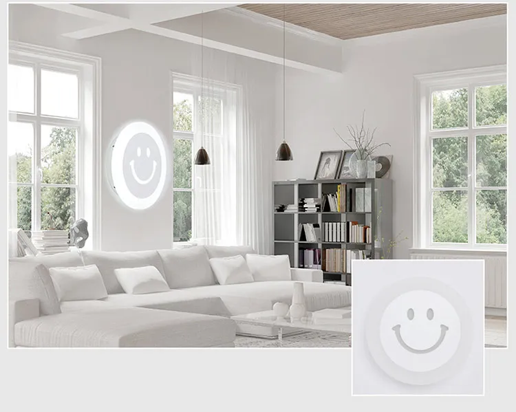 DE.SOUL Wall Lamps Smile Face Wall Lamps 12W 7W Acrylic Wall Sconce Kids Cartoon Bed Room Bedside Aisle Creative Wall Sconce_05
