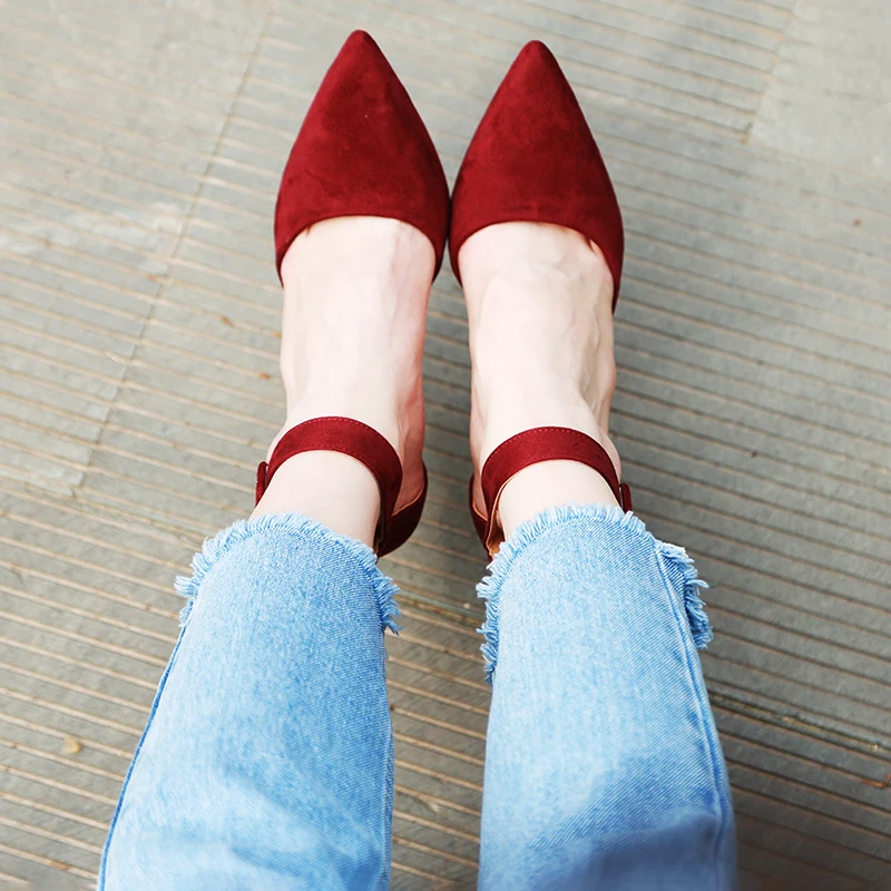 Woman Wedding Shoes Brand Strap Heels Classic Heeled Sandals 10.5CM Ladies Red Pointed Shoes Platform Pumps