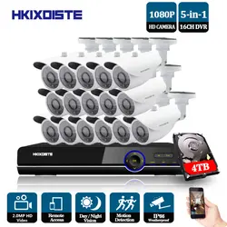 HKIXIDSTE 16CH AHD DVR Системы комплект с 16 шт. 2.0MP 1080 P безопасности Пуля AHD Камера полный вид 16 каналов видеонаблюдения Системы