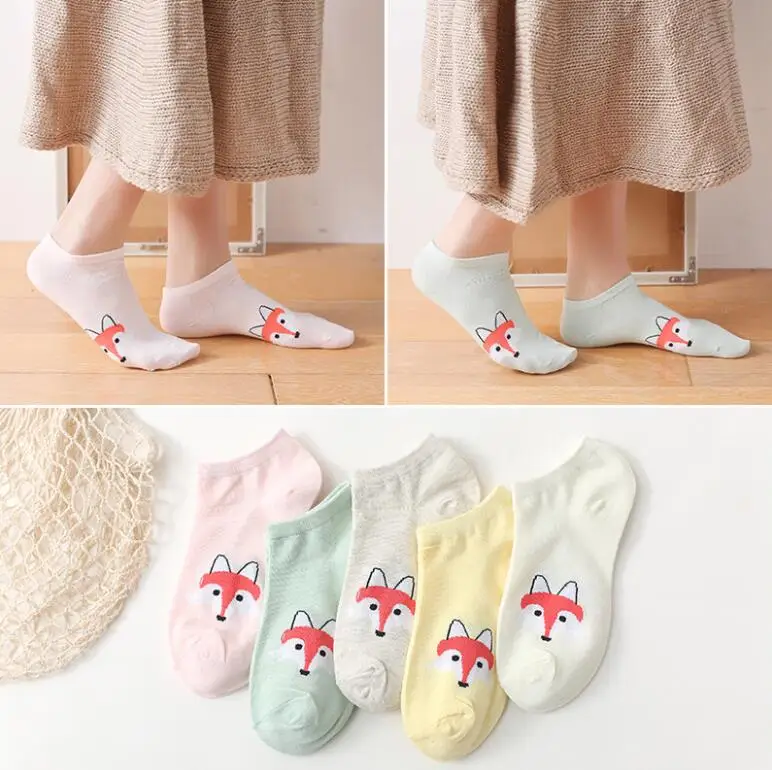 

yishine Cute Fox Prints Women Short Socks Casual Low Ankle Sock Summer Spring Animals Funny Socks for Girls 10 Pairs