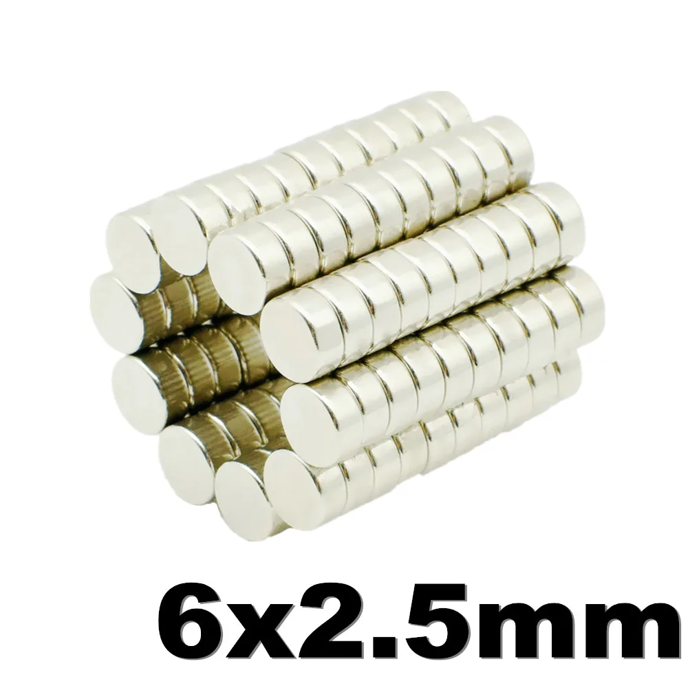 

30pcs 6x2.5 Strong Neodymium Magnet N35H NdFeB Diametrically High Temp Small Round Magnetic Fridge Magnets 6mm x 2.5mm DIY Craft