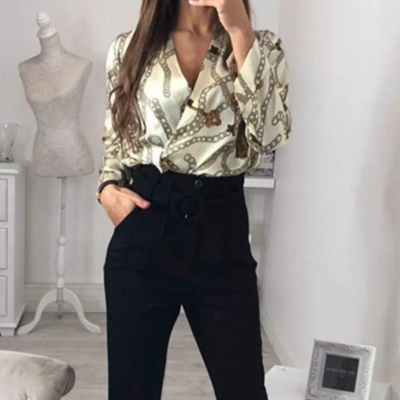 Vintage Silk Rompers Womens Jumpsuit Long Sleeve Chain Print Top Shirt Ladies Deep V Neck Key Printed Sexy Satin Bodysuits W3 Vintage Silk Rompers Womens Jumpsuit Long Sleeve Chain Print Top Shirt Ladies Deep V Neck Key Printed Sexy Satin Bodysuits W3