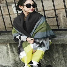 Vogue Hot Sale Women Winter Cozy Yellow font b Tartan b font Plaid Scarf Blanket large