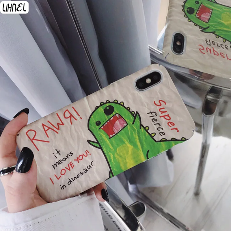 

Cute Dinosaur Case for Redmi Note7 Etui for iPhone X XS Max XR 7 8 plus 6 6splus Hard Cover for Huawei P20 P30 Pro Mate20 Case
