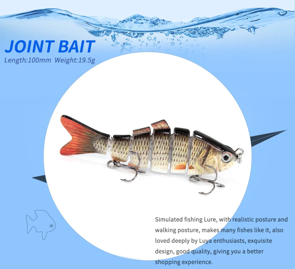 1 шт. Рыбалка приманки Multi жесткое соединение 10 см 19,3 г реалистичные совместное воблеры 6 сегментов Рыболовная Приманка Crankbait