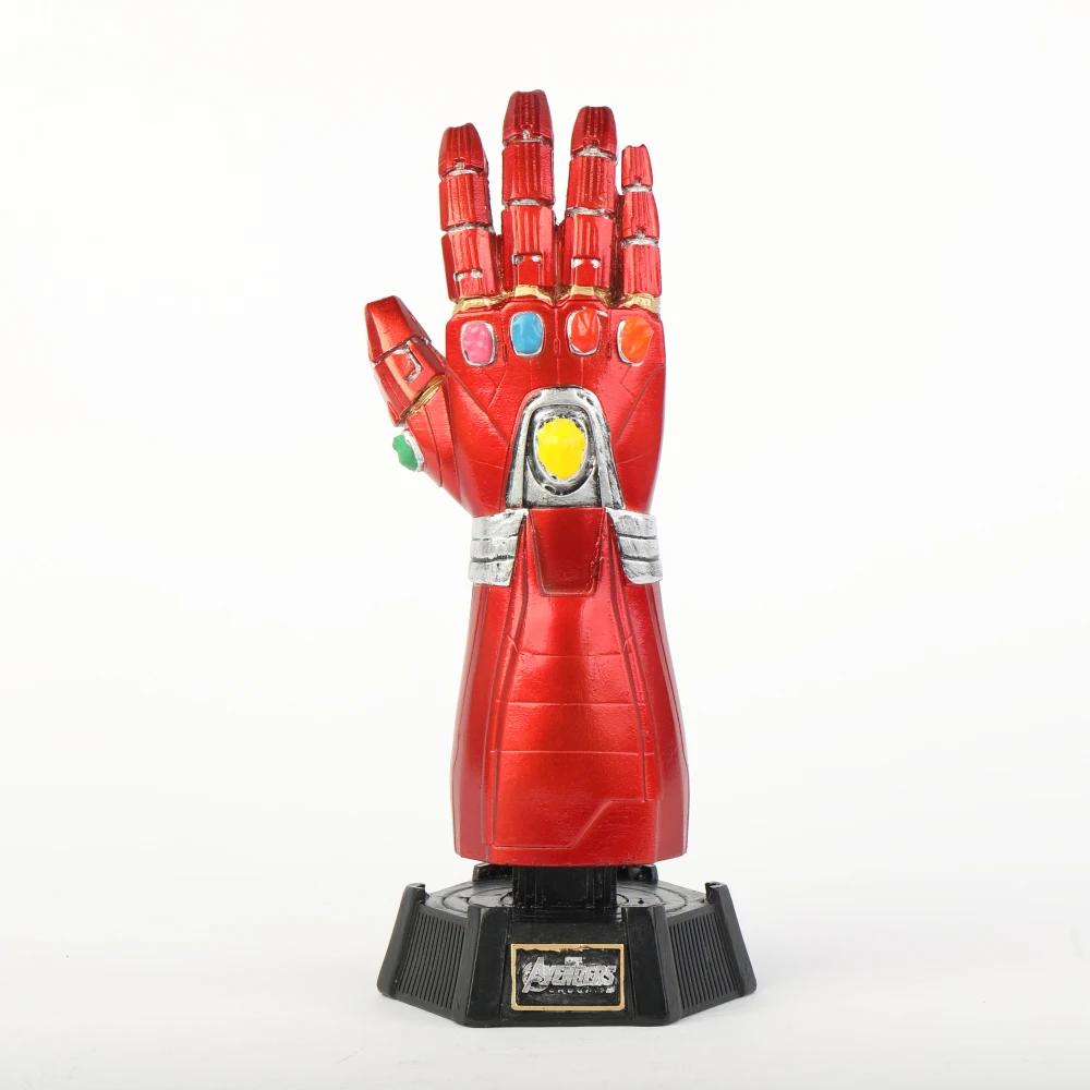 22cm Avengers Endgame War Thanos Infinity Gauntlet Gloves Resin Model Toy Base 