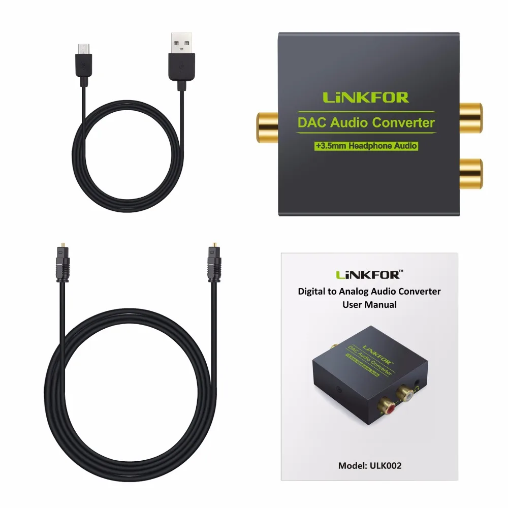 Convertisseur Audio SPDIF LiNKFOR - Coaxial Vers Optique Toslink - 192 KHz, Support DTS/AC3 - Alu