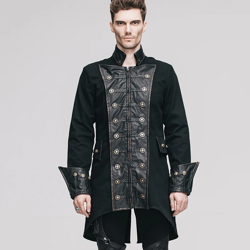 Devil Fashion Steampunk Medieval Heavy Metal Men Long Coats Winter