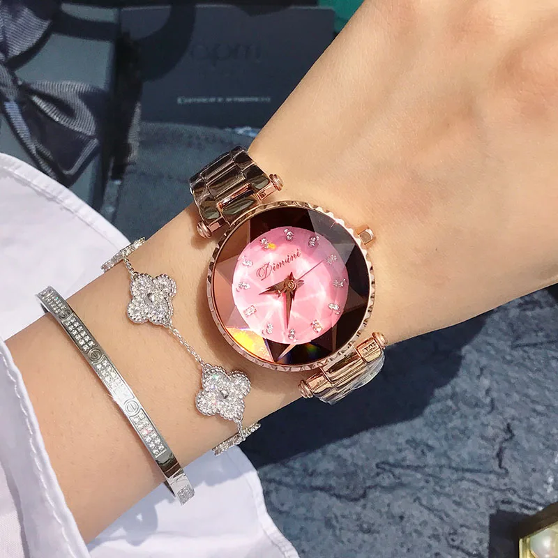 Женские кварцевые часы люксовый бренд Кристалл Шикарные женские наручные часы женские модные часы для женщин Relogio Feminino - Цвет: gold pink