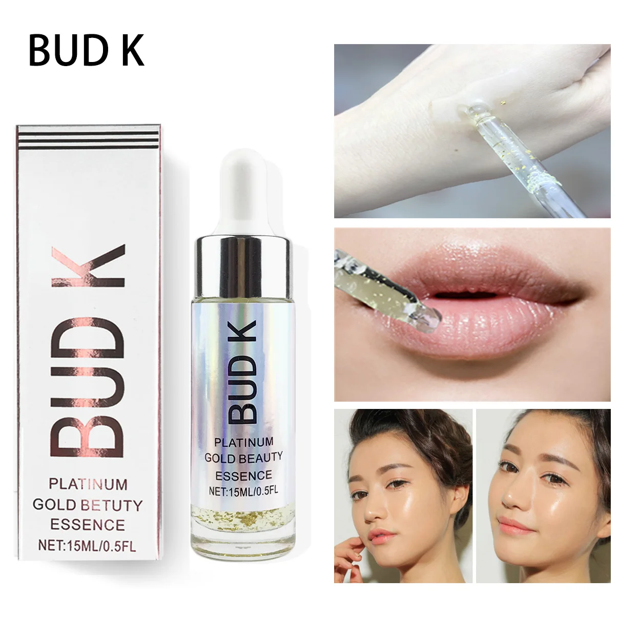 

10pcs BUD K 24k Rose Gold Skin Make Up Oil For Face Essential Oil Before Primer Foundation Moisturizing Face Oil Anti-aging