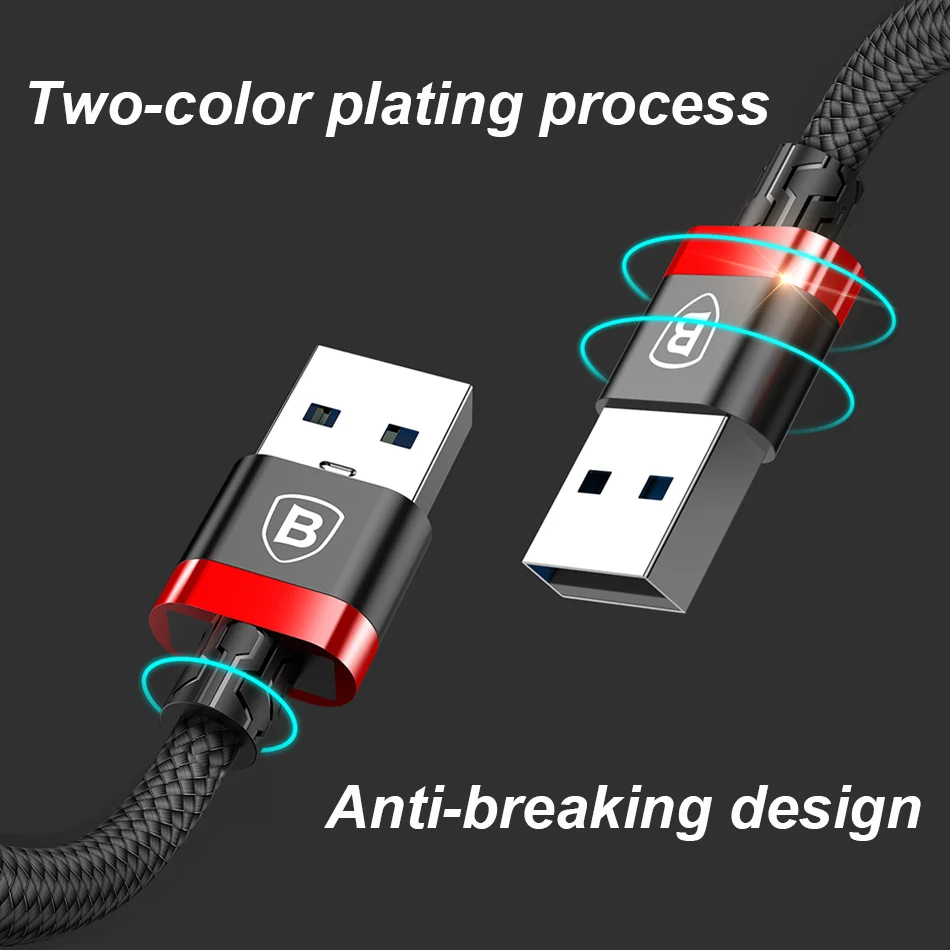 Baseus Тип usb C зарядный кабель для samsung Galaxy S9 S8 плюс Note8 USB 3,0 Тип-с быстрый зарядный кабель для передачи данных для oneplus 6 NEX 5 t 5 max - Цвет: Красный