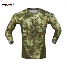 WZJP Военная летняя камуфляжная футболка с длинными рукавами и круглым вырезом быстросохнущая мужская повседневная охотничья уличная футболка