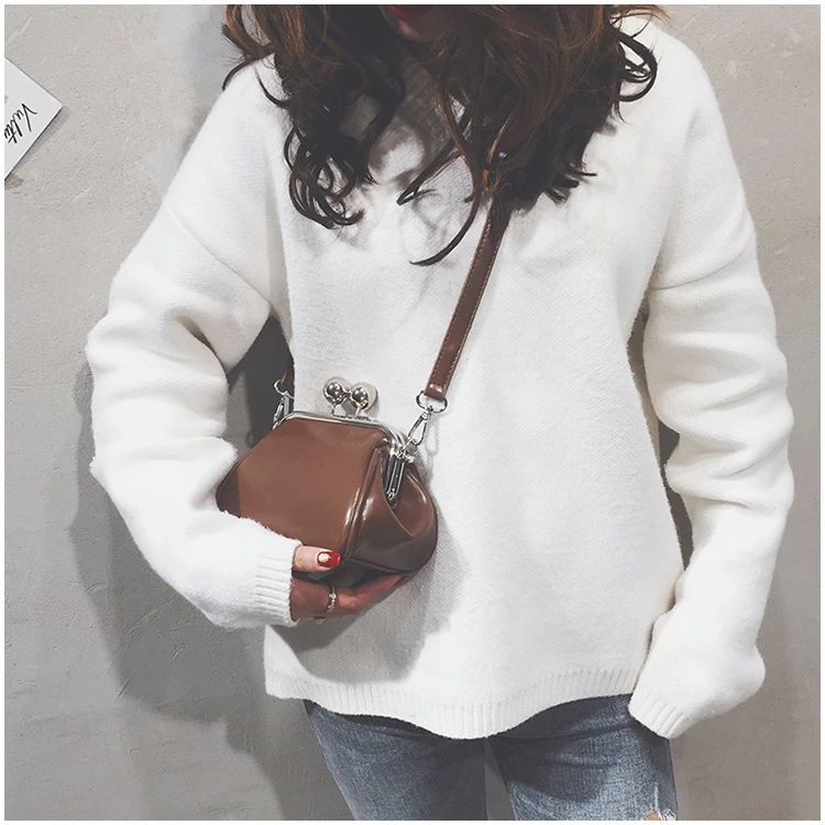 bags women leather shoulder crossbody bag women's handbag kiss lock bag (4)