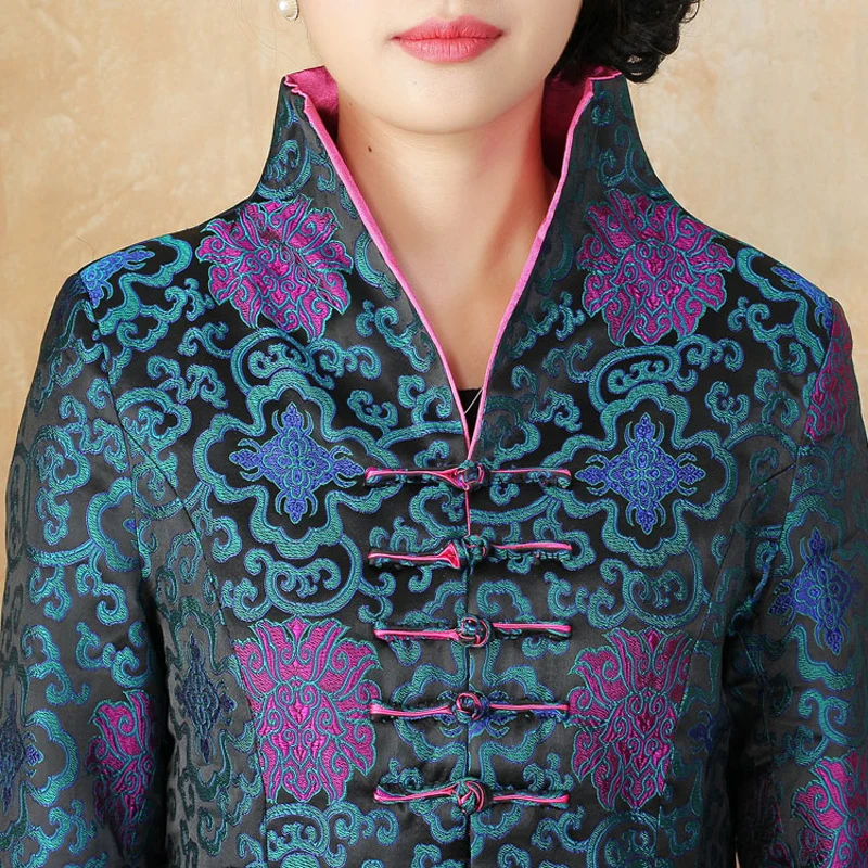 Новое поступление осень зима Китайская традиционная Женская Удлиненная куртка пальто M L XL XXL 3XL 4XL 2137