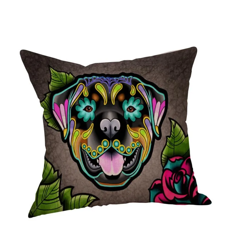 Dog Cotton Linen Cushion Cover Sofa Throw Pillow Case Home Decor01