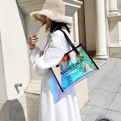 Модная трендовая лазерная сумка пляжные сумки водонепроницаемые женские летние 2019 sac прозрачные ПВХ женские сумки на плечо женские