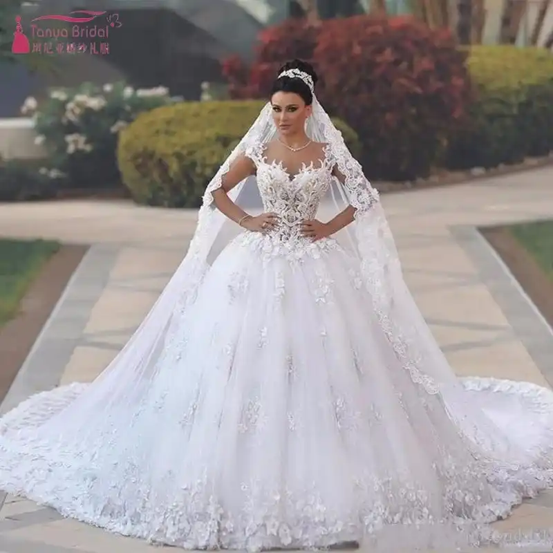 Apliques De Encaje De Princesa Vintage Vestido De Baile Arabe Vestidos De Boda Con Mangas De Casquillo Dubai Escote Corazon Vestido De Novia Jq182 Aliexpress
