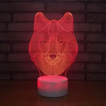 

Led Acrylic Wolf Wolf Night Light Touch Seven Color One Replacement Usb 3d Light Fixtures Christmas gift for baby room lights