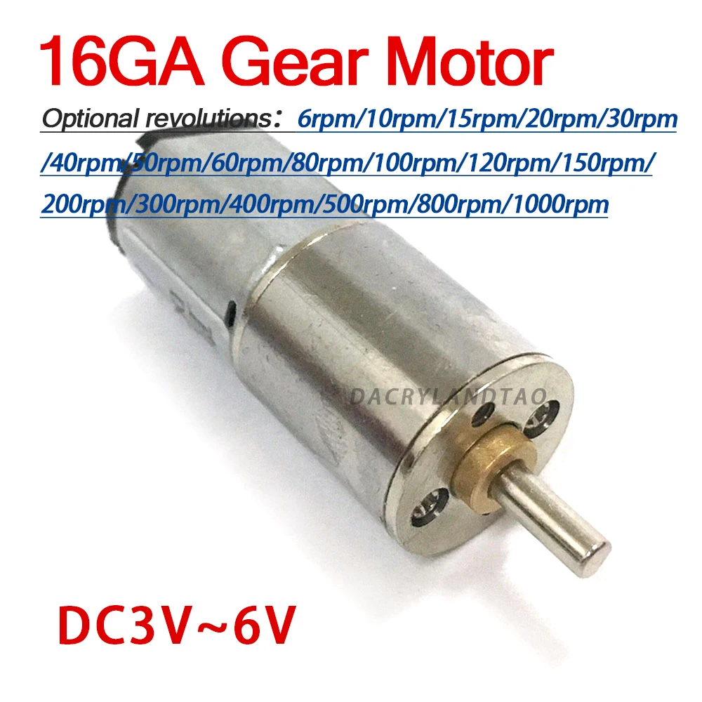 JGA16-030 мини металлический Электрический двигатель постоянного тока 3V6V 5/6/10/15/20/30/40/50/60/80/100/120/200/300/500/800/1000 об/мин Шестерни мотор