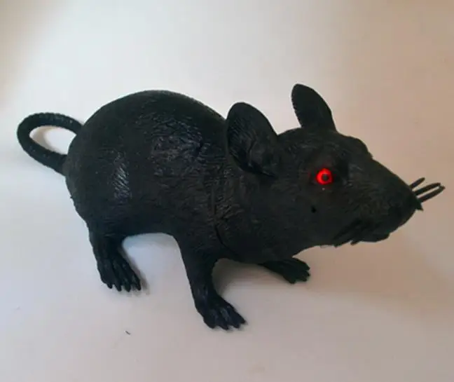 

Horror Black Rubber Halloween Rat Toy Party Decoration Easter Scary Hanging Decor Red Eyes Rats Science Lab Laboratory props