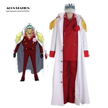 

Free Shipping Anime ONE PIECE Cosplay Costumes Akainu Sakazuki Borsalino Sengoku Halloween Justice White Navy Cosplay Uniforms