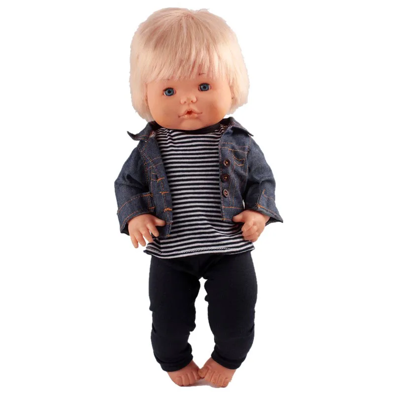 Одежда для 17 дюймов Nenuco кукла 3в1 крутое джинсовое пальто полосатая футболка разные брюки аксессуары подходят 41 см испанская Nenuco кукла - Цвет: 3IN1 outfits 1