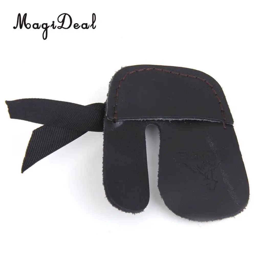 MagiDeal Durable Soft Cow Leather Protection Finger Tab Shooting Archery Glove Supplies for Bow Hunting Outdoor Finger Protector