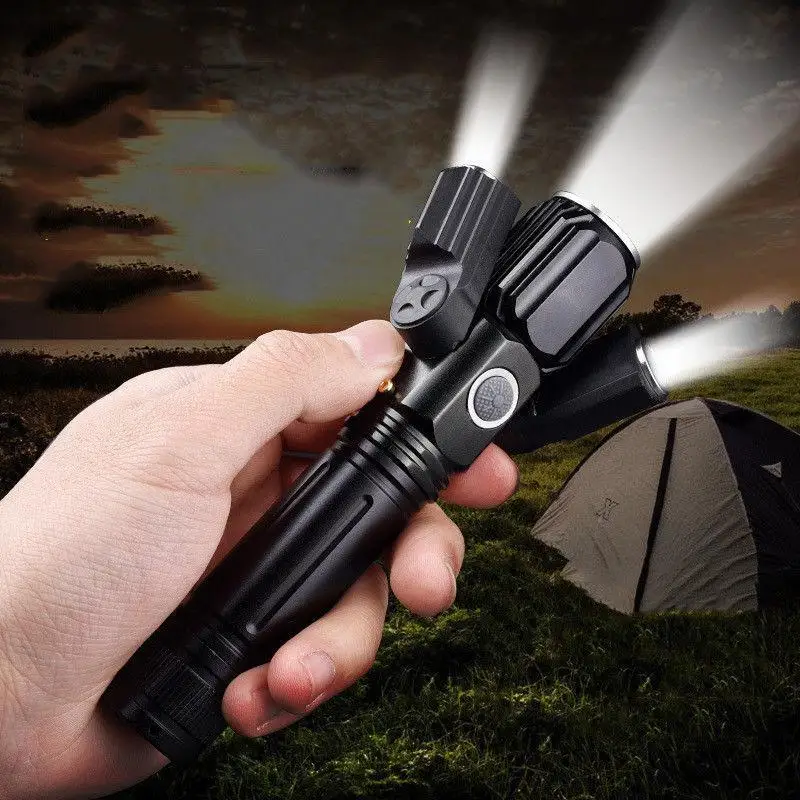 T6 XPE LED Flashlight USB Rechargeable Light 18650 Battery 360 Degree Rotation Powerful LED Light O