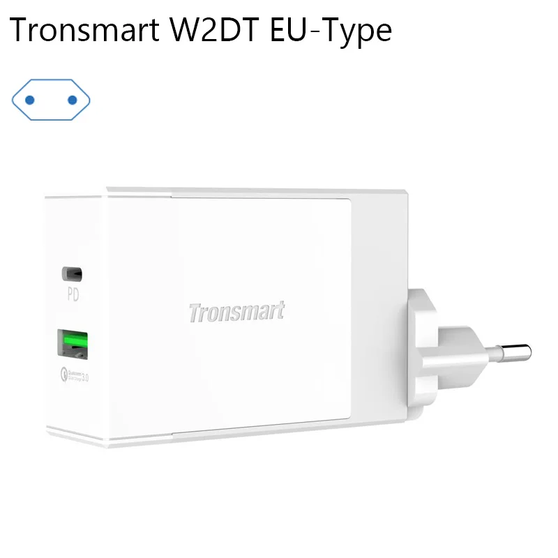 Tronsmart W2DT USB PD Зарядное устройство usb type C Быстрая зарядка 3,0 Для Xiaomi Mi5 для huawei P10 для S8 быстрое зарядное устройство для телефона - Тип штекера: EU