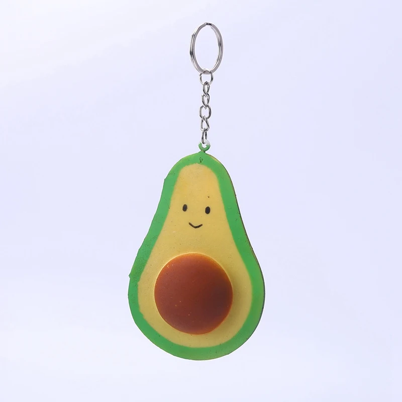

10CM Jumbo Avocado Smile Straps Keychain Charm Soft Squeeze Slow Rising Simulation Fruit Kids Fun Gift keyring