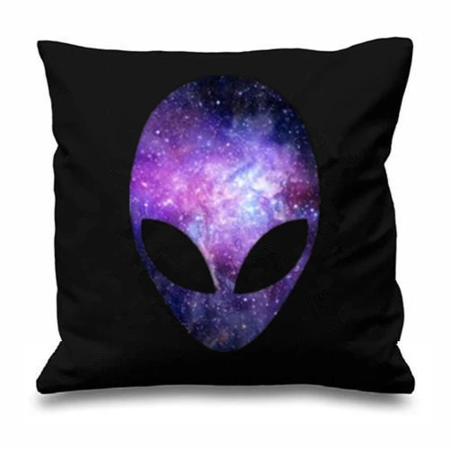 Cool Nebula Galaxy Space Alien Head Cushion Cover Outer Space Alien