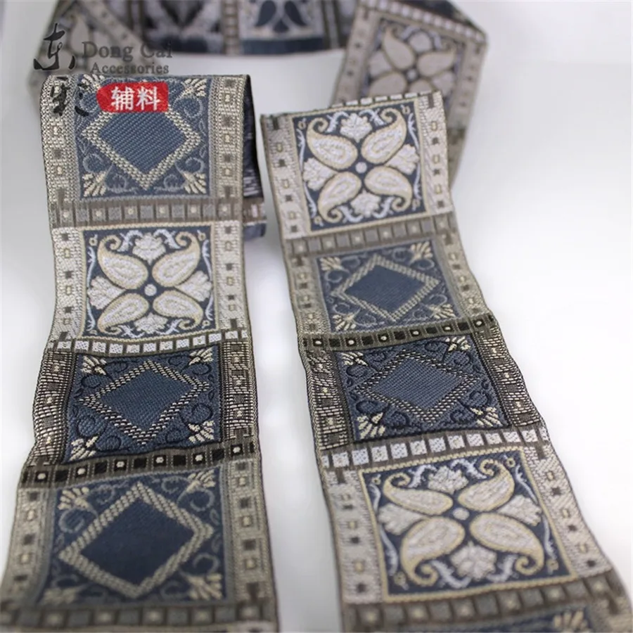 

20yards*2"(5cm)Embroidery Jacquard Gray Plaid Ribbon Belt COS Clothig Accessories DIY Sewing Handmade Ribbon Clothes Bags Decor