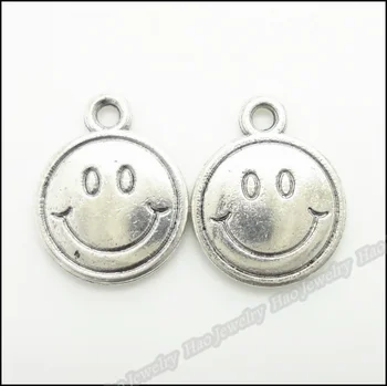 

100pcs Vintage Charms Smile Face Pendant Tibetan silver Zinc Alloy Fit Bracelet Necklace DIY Metal Jewelry Findings