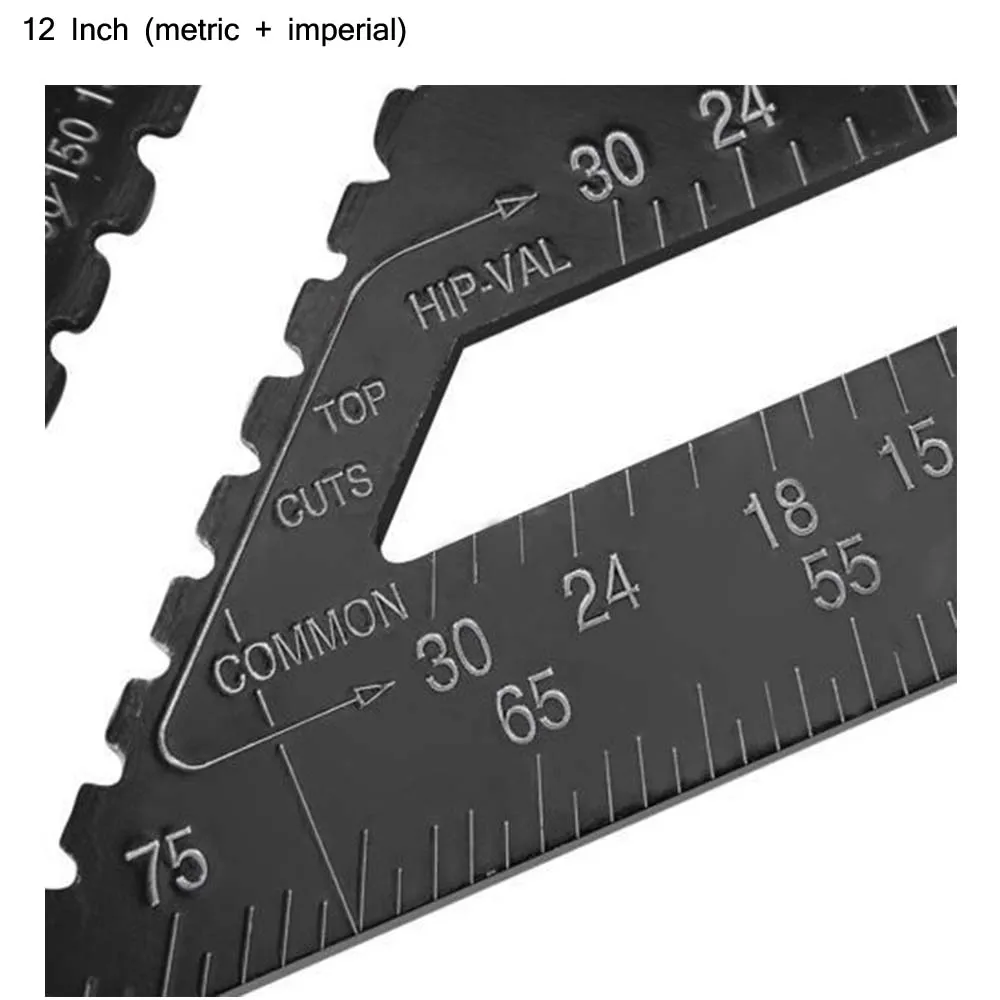 7/12 дюймов алюминиевый сплав черный треугольник линейка метрический дюймовый измерительный инструмент линейка для деревообработки Угол транспортир высокой точности