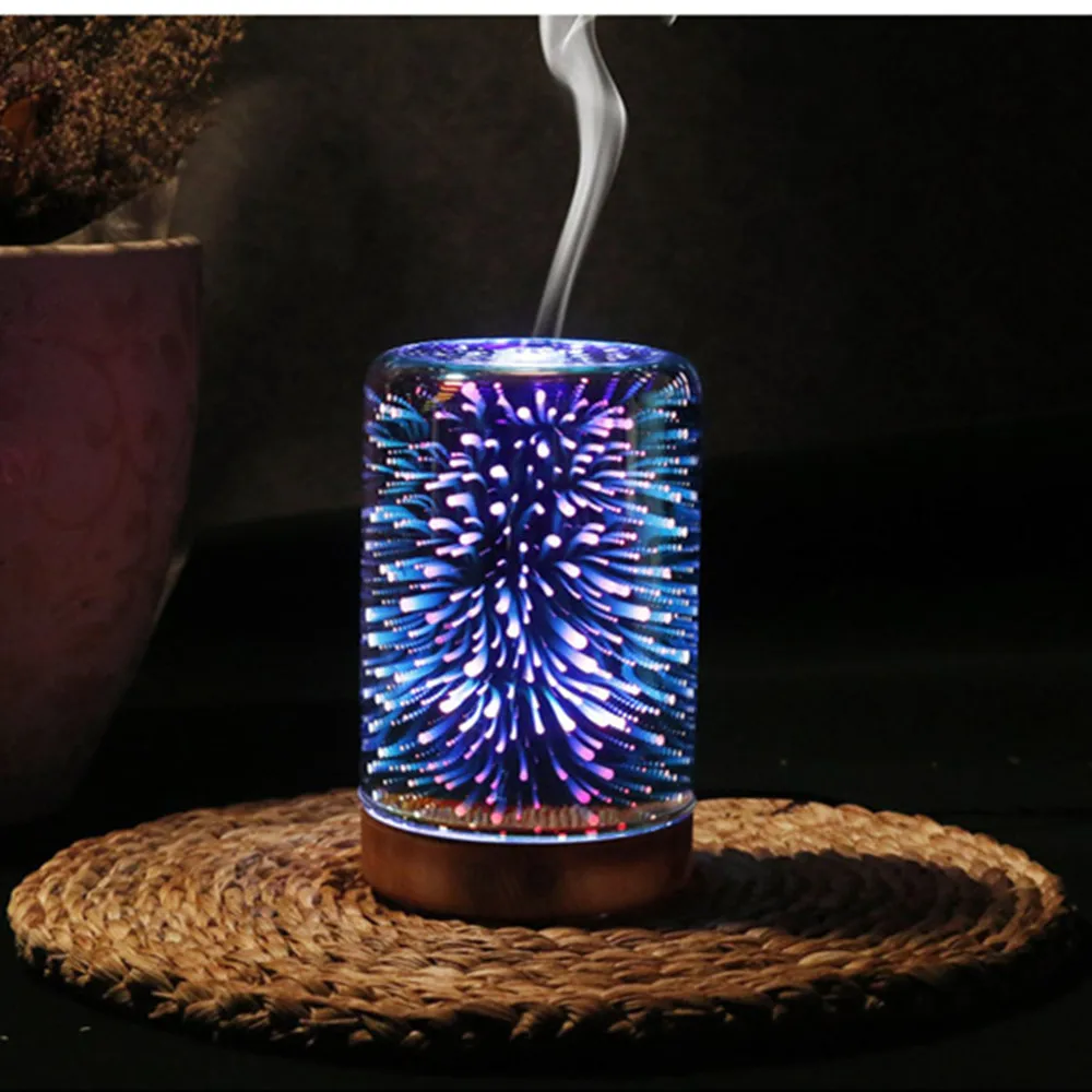 

3D Ultrasonic 2.4MHZ Aroma Essential Oil Diffuser 100ML Cool Mist Humidifier Led Night Lights for Home Office Study Yoga Spa