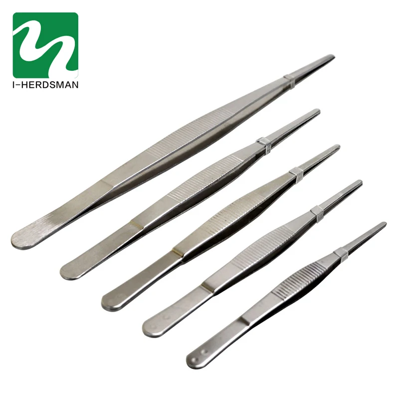 

veterinary stainless steel tweezers Have teeth round head tweezers toothed farm animal Free shipping