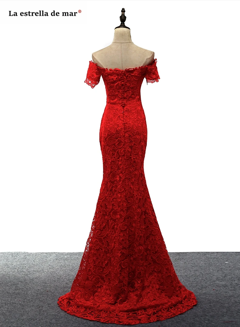 Vestidos de formatura 2019 новый кружевной вырез лодочкой назад Сексуальная Русалка Красные платья для выпускного длинные Дешевое вечернее платье